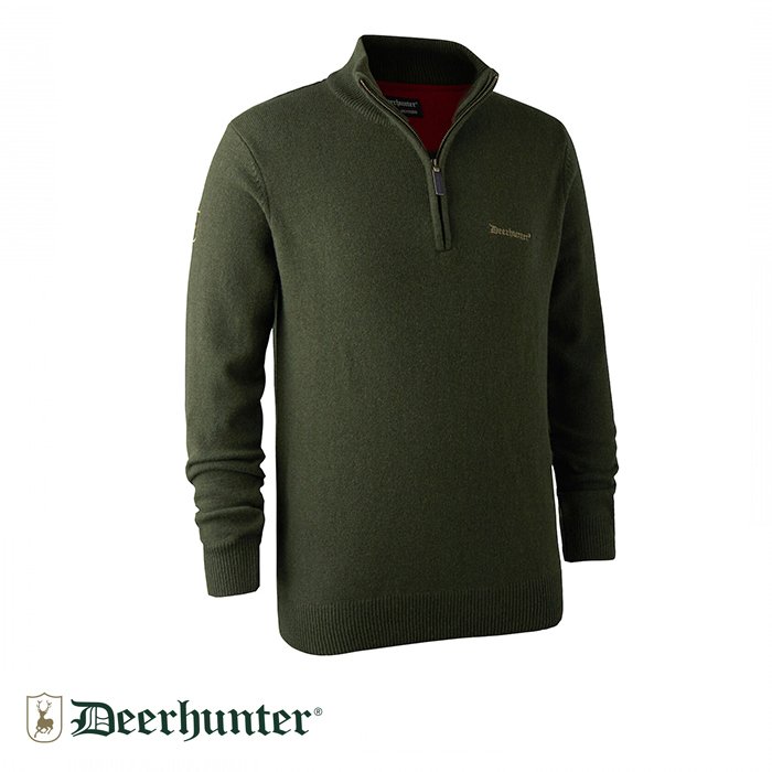 DEERHUNTER%20Hastings%20Fermuarlı%20Yaka%20Yeşil%20Kazak%20XL