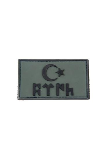 Göktürkçe Türk Yazılı Haki Türk Bayrağı Silikon Patch