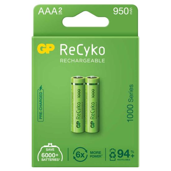 GP Batteries ReCyko 1000 AAA İnce Kalem Ni-Mh Şarjlı Pil, 1.2 Volt, 2’li Kart