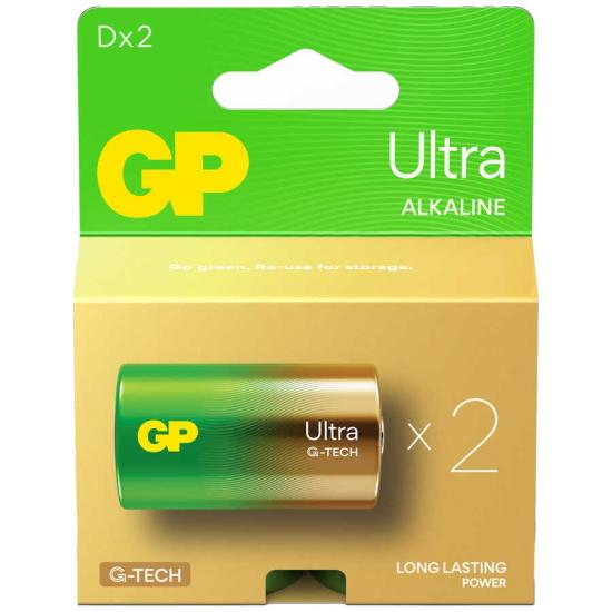 GP Batteries G-TECH Ultra Alkalin Kalın LR20 - D Boy 1.5V Pil 2’li Kart